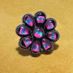 Handmade STERLING OPAL flower ring